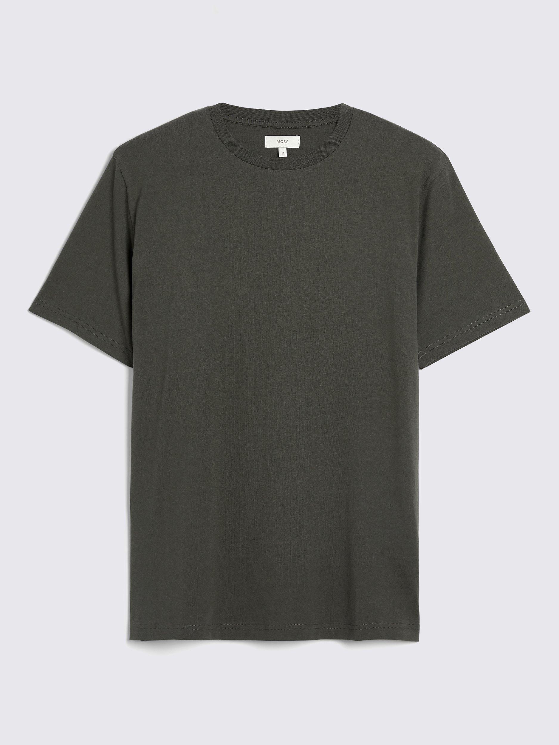 Product image 4 of 5, which shows Moss Cotton Regular Fit Short Sleeve T-Shirt, Green, S