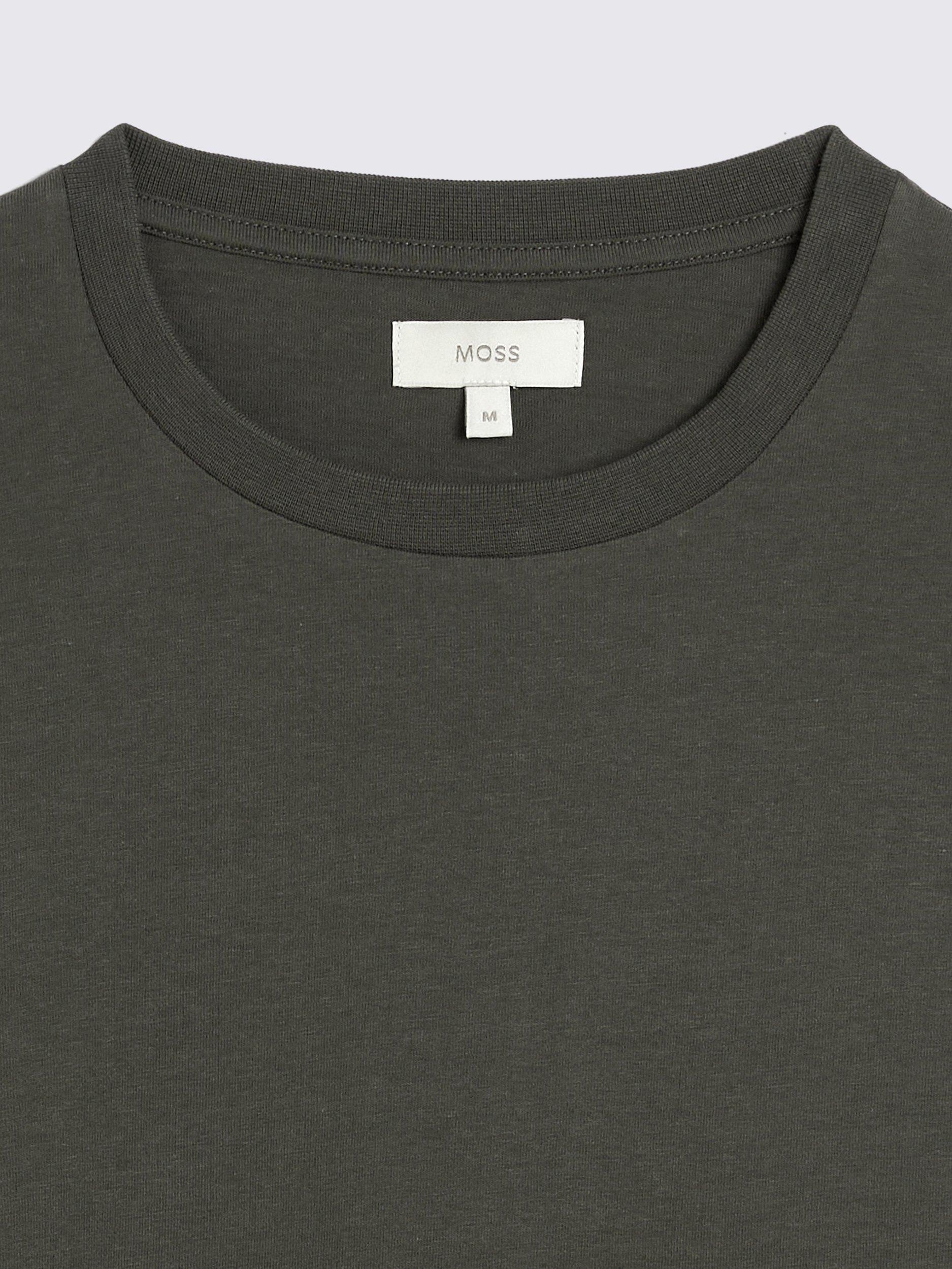 Product image 5 of 5, which shows Moss Cotton Regular Fit Short Sleeve T-Shirt, Green, S