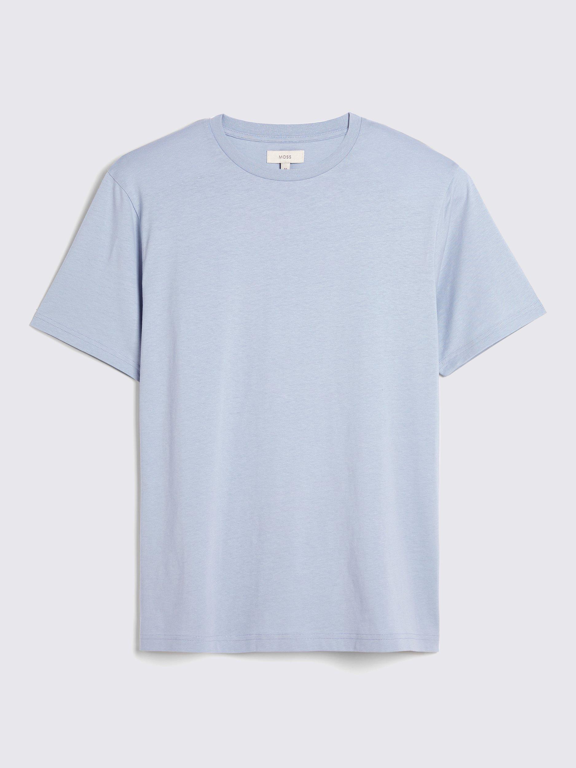 Product image 4 of 5, which shows Moss Cotton Regular Fit Short Sleeve T-Shirt, Blue, Blue, S