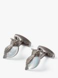 Simon Carter Darwin Owl Cufflinks, Gunmetal/White