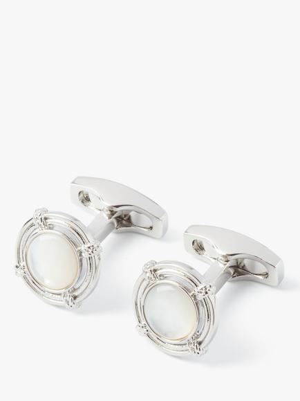 Simon Carter Lifebouy Cufflinks, Silver/White, Silver/White