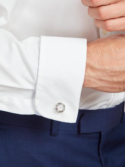 Simon Carter Lifebouy Cufflinks, Silver/White - view 2, Silver/White