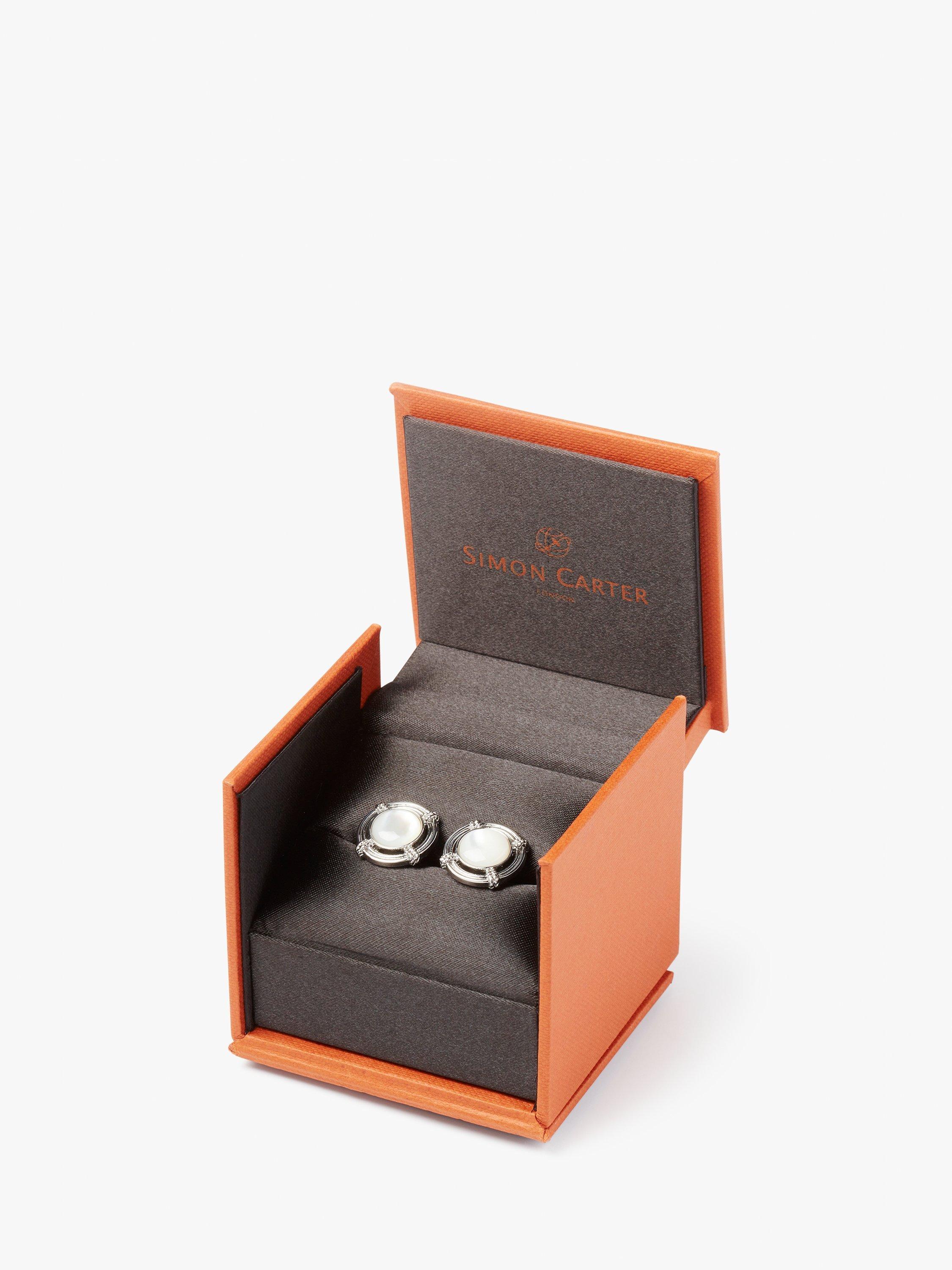 Product image 3 of 4, which shows Simon Carter Lifebouy Cufflinks, Silver/White