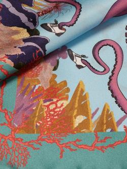 Simon Carter Silk Octopus Pocket Square, Teal/Multi - view 2, Teal/Multi