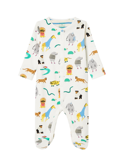 Joules Baby Razamataz Cotton Animal Print Bodysuit, Cream - view 2, Cream