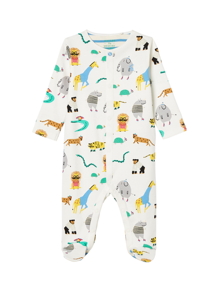 Joules Baby Razamataz Cotton Animal Print Bodysuit, Cream - view 2, Cream