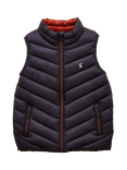 Joules Kids' Crofton Sleeveless Quilted Gilet, Navy