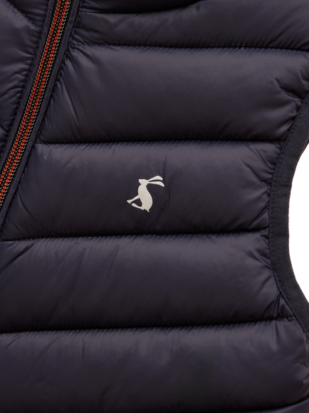 Joules Kids' Crofton Sleeveless Quilted Gilet, Navy - view 2, Navy