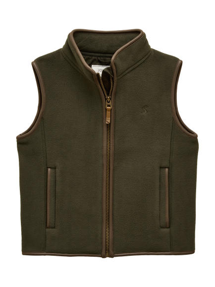 Joules Kids' Heritage Fleece Gilet, Dark Green