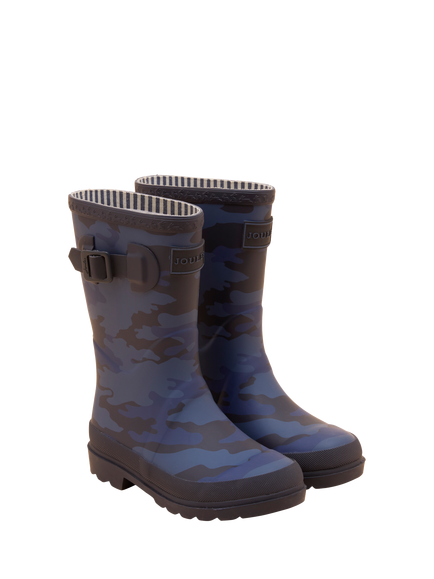 Joules Kids' Camo Wellington Boots, Navy, Navy