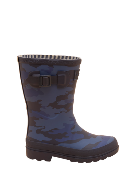 Joules Kids' Camo Wellington Boots, Navy - view 2, Navy
