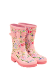 Joules Kids' Floral Wellington Boots, Pink