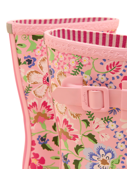 Joules Kids' Floral Wellington Boots, Pink - view 2, Pink