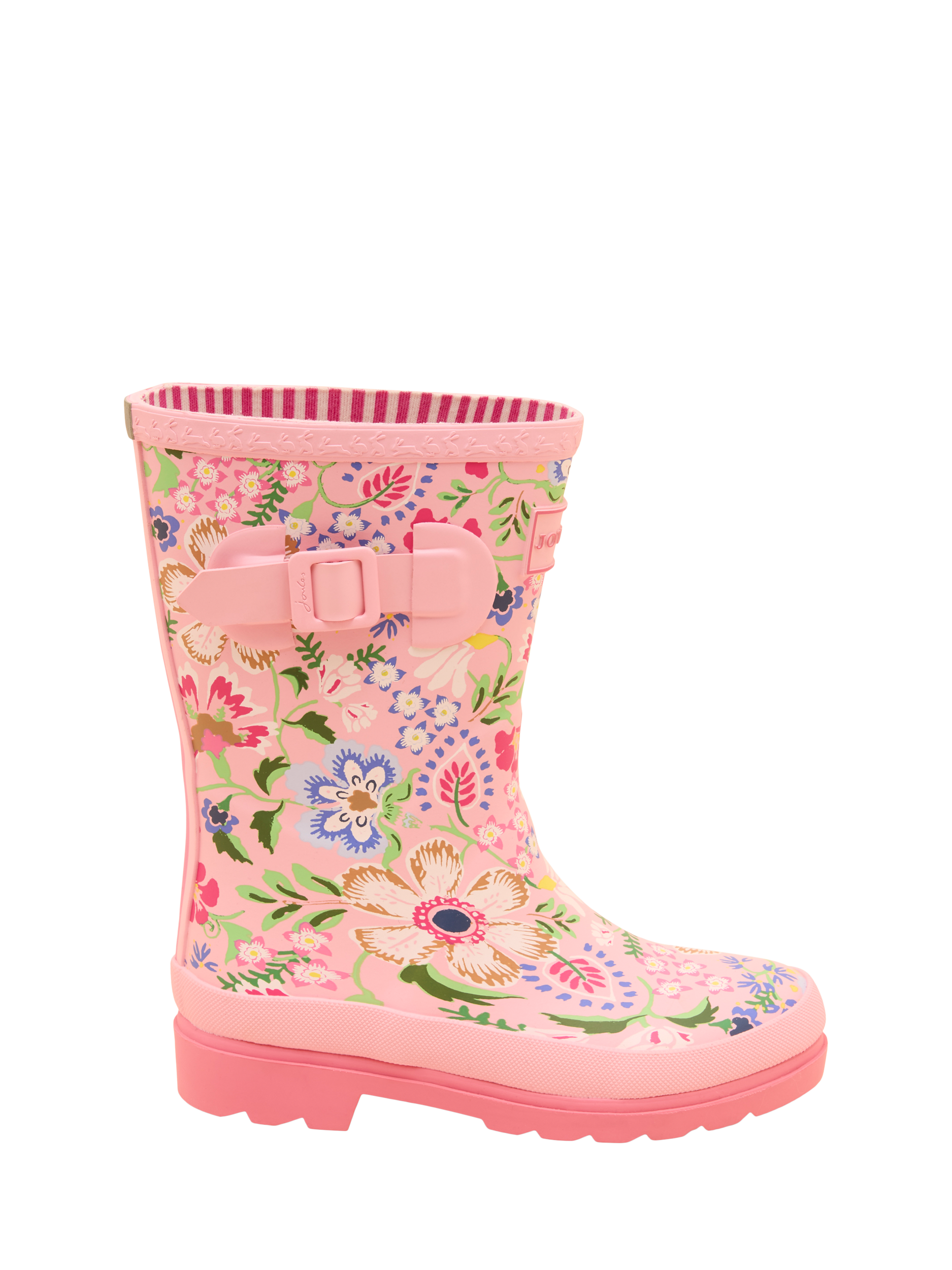 Product image 3 of 5, which shows Joules Kids' Floral Wellington Boots, Pink, EU25