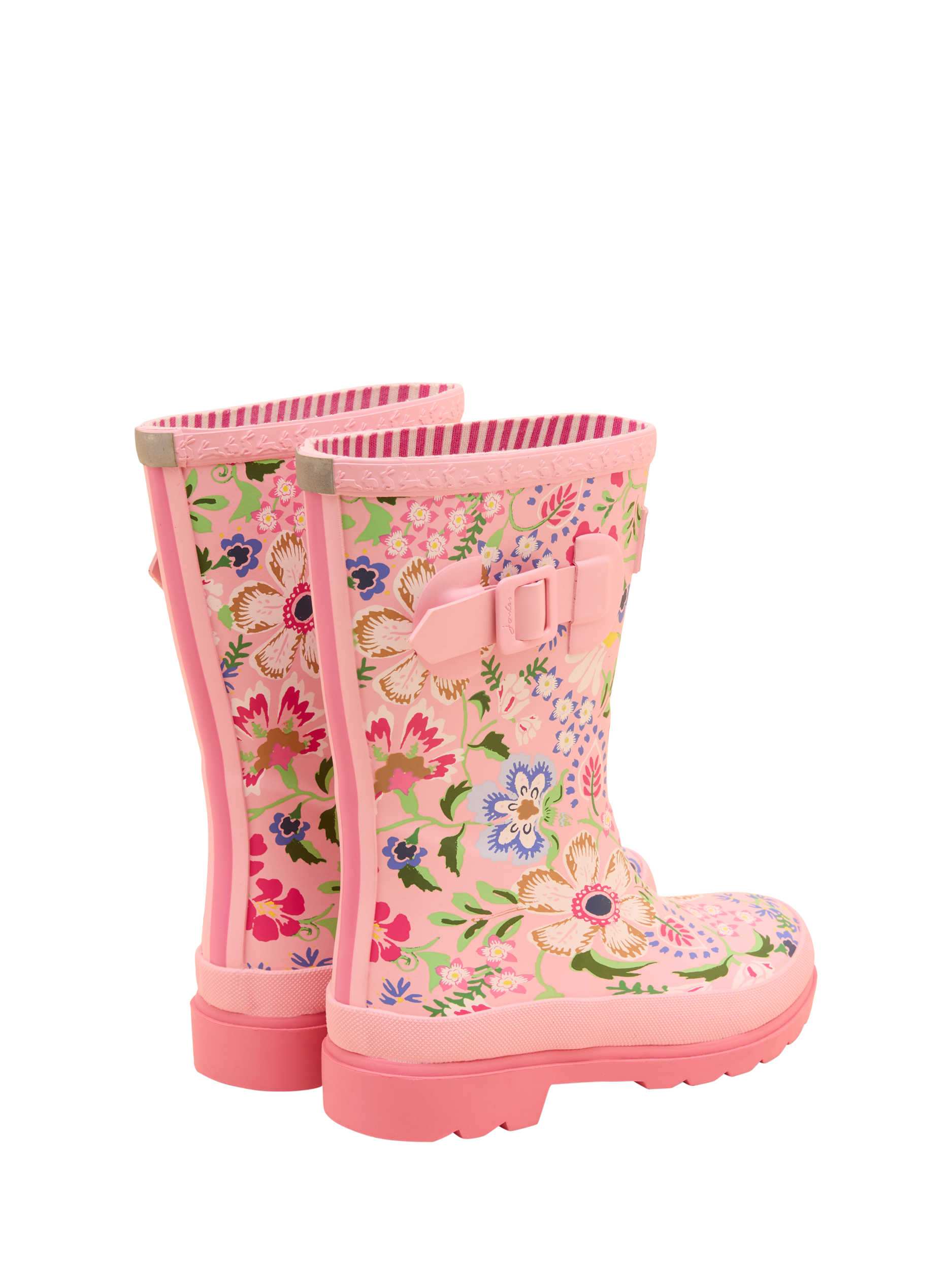 Product image 4 of 5, which shows Joules Kids' Floral Wellington Boots, Pink, EU25