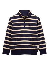 Joules Kids' Alfie Cotton Quarter Zip Sweatshirt, Navy