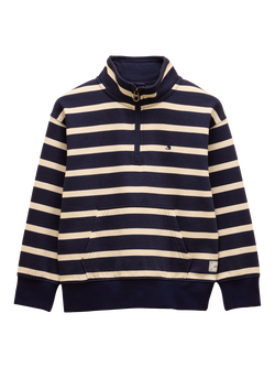 Joules Kids' Alfie Cotton Quarter Zip Sweatshirt, Navy, Navy