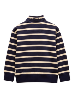 Joules Kids' Alfie Cotton Quarter Zip Sweatshirt, Navy - view 2, Navy