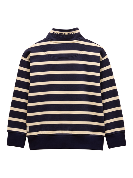 Joules Kids' Alfie Cotton Quarter Zip Sweatshirt, Navy - view 2, Navy