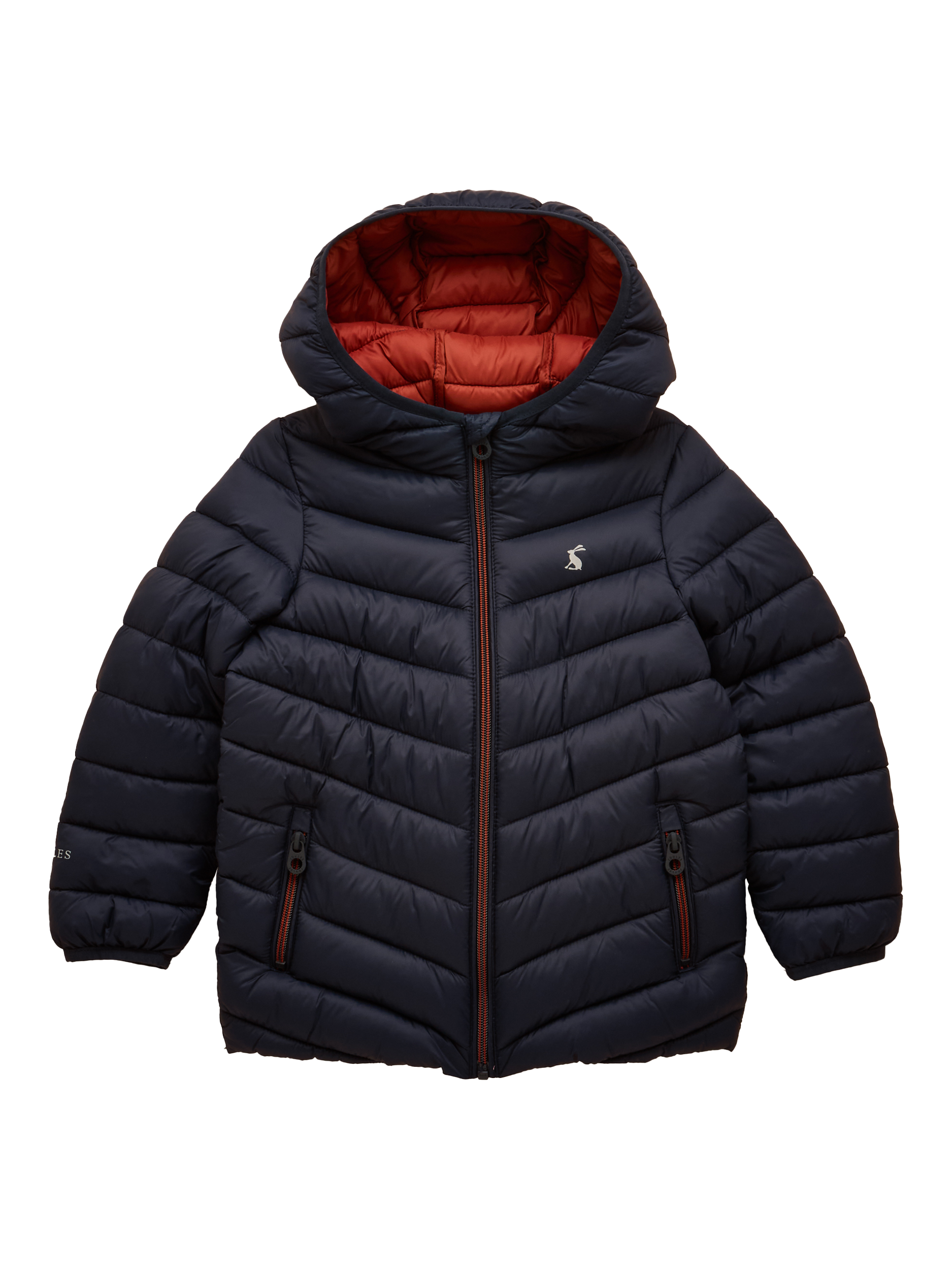 Product image 1 of 5, which shows Joules Kids' Carin Hooded Padded Coat, Navy, 1-2 years