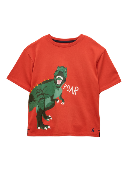 Joules Kids' Ben Short Sleeve Crew Neck T-Shirt, Orange