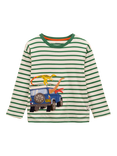 Joules Kids' Jack Long Sleeve Striped Cotton Top, Green/White