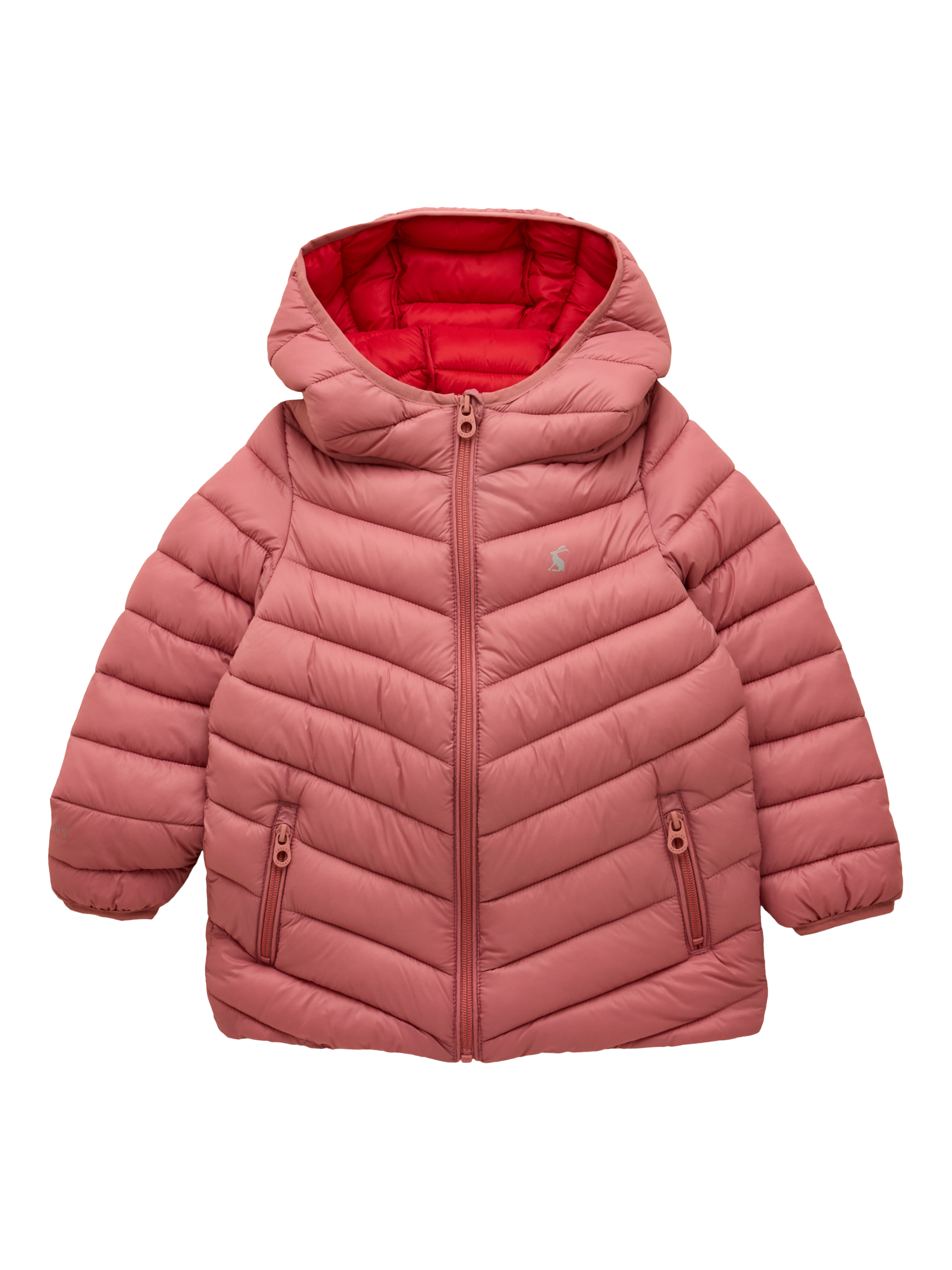 Product image 1 of 5, which shows Joules Kids' Carin Hooded Padded Coat, Pink, 1-2 years