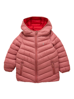 Joules Kids' Carin Hooded Padded Coat, Pink, Pink