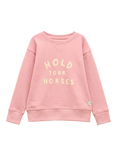 Joules Kids' Sundaze Cotton Blend Slogan Sweatshirt, Pink