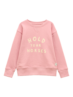 Joules Kids' Sundaze Cotton Blend Slogan Sweatshirt, Pink, Pink