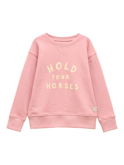 Joules Kids' Sundaze Cotton Blend Slogan Sweatshirt, Pink, Pink