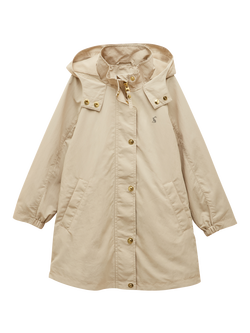 Joules Kids' Meadow Hooded Raincoat, Stone - view 2, Stone