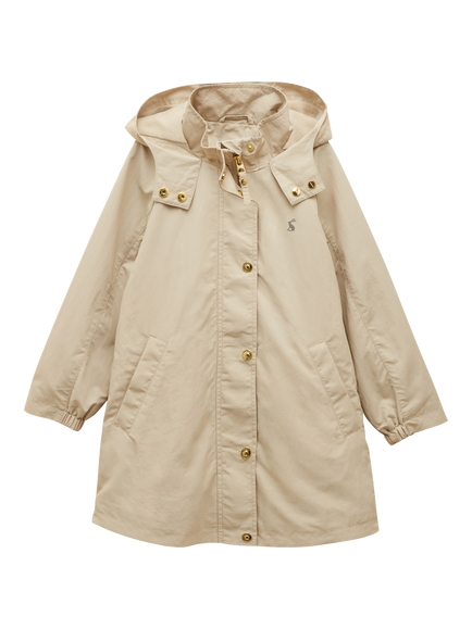 Joules Kids' Meadow Hooded Raincoat, Stone - view 2, Stone
