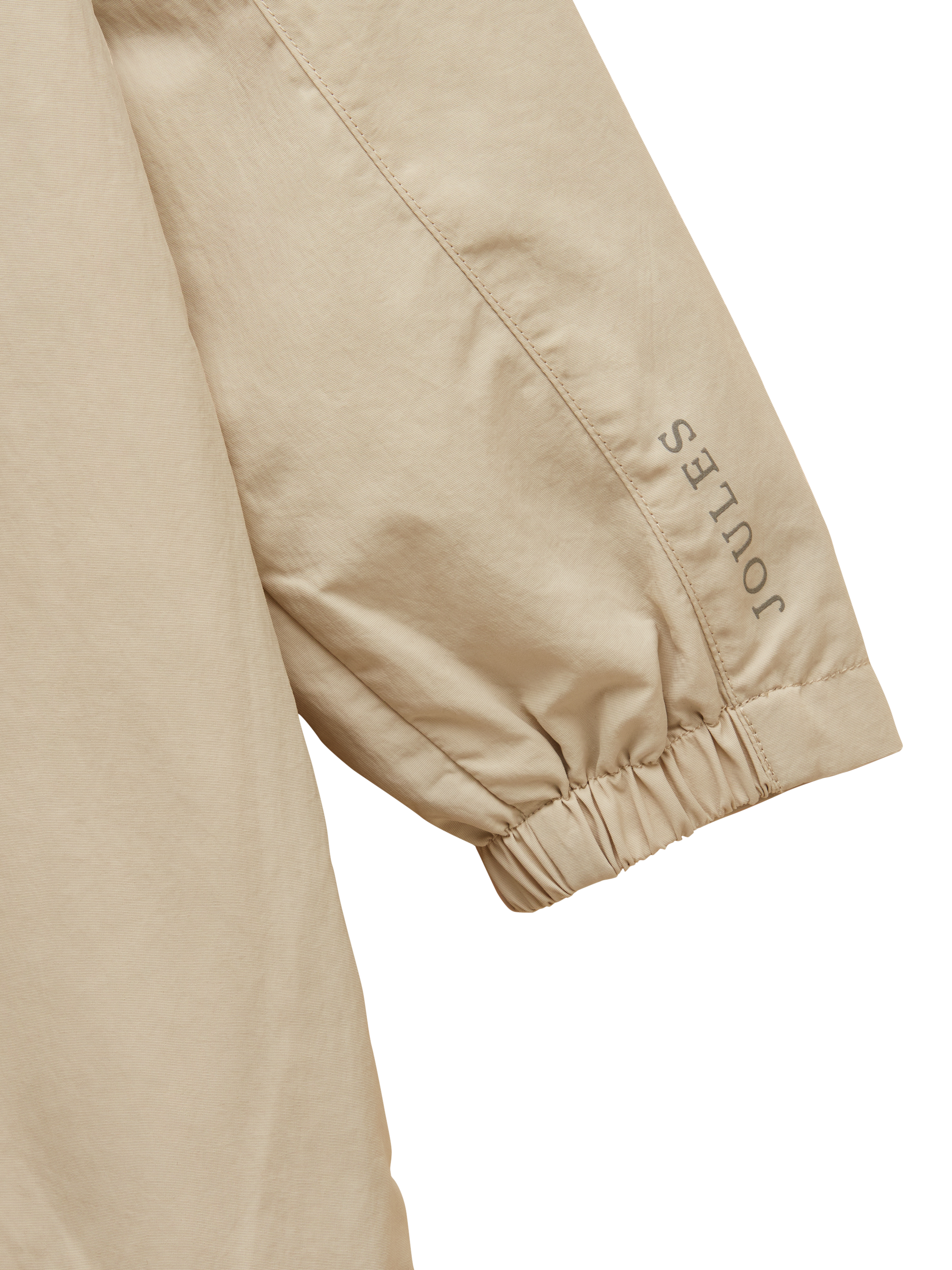 Product image 3 of 6, which shows Joules Kids' Meadow Hooded Raincoat, Stone, 1-2 years