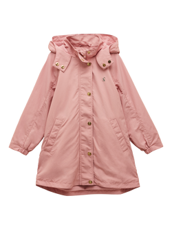 Joules Kids' Long Meadow Hooded Raincoat, Pink, Pink