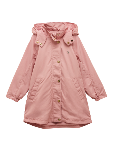 Joules Kids' Long Meadow Hooded Raincoat, Pink, Pink