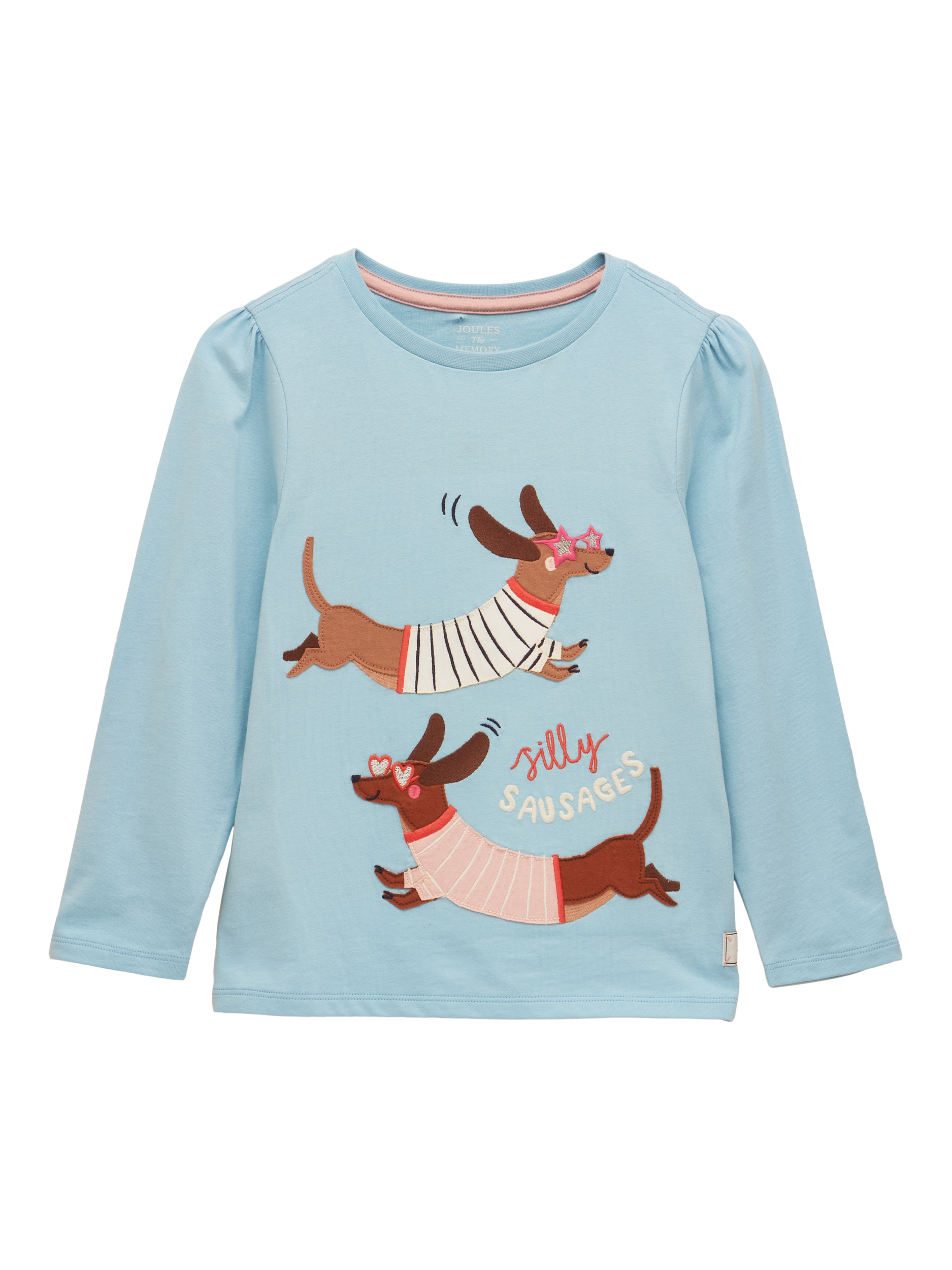 Product image 1 of 4, which shows Joules Kids' Ava Long Sleeve Top, Blue, 1-2 years