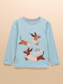 Joules Kids' Ava Long Sleeve Top, Blue, Blue