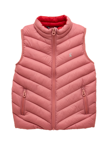 Joules Kids' Crofton Padded Gilet, Pink, Pink