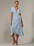 Jolie Moi Floral Faux Wrap Midaxi Dress, Blue