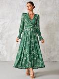 Jolie Moi Floral Mesh Maxi Dress, Green Floral