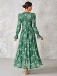 Jolie Moi Floral Mesh Maxi Dress, Green Floral