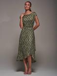 Jolie Moi Lace Drape Midaxi Dress, Green Abstract