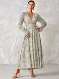 Jolie Moi Floral Long Sleeve Maxi Dress, Neutral Floral