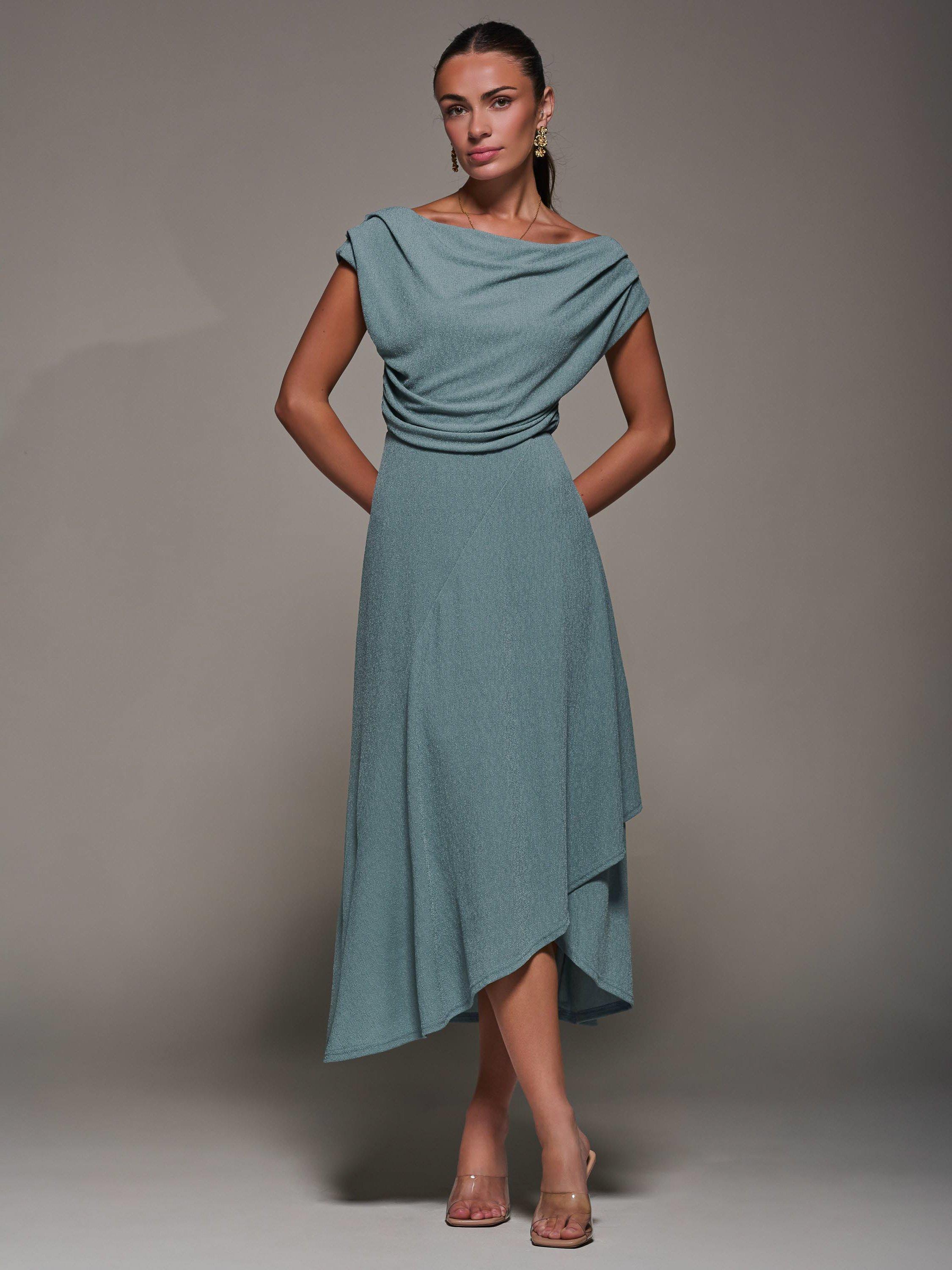 Product image 1 of 7, which shows Jolie Moi Textured Jersey Midi Dress, Retro Blue, 8