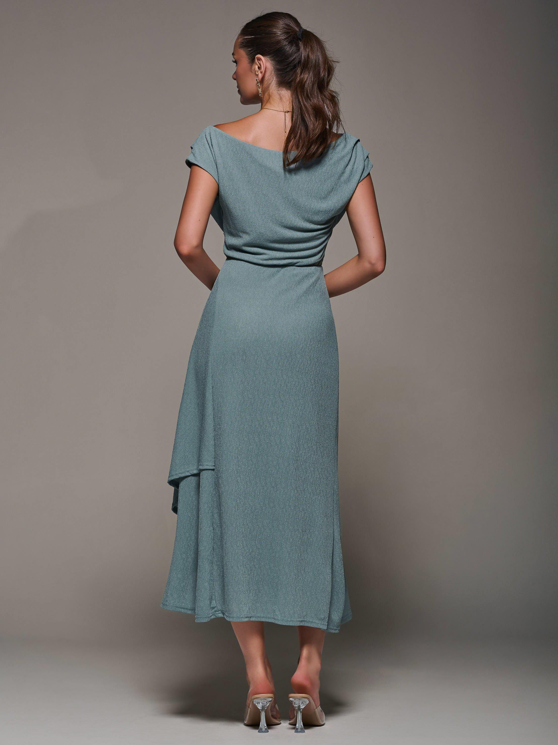 Product image 2 of 7, which shows Jolie Moi Textured Jersey Midi Dress, Retro Blue, 8
