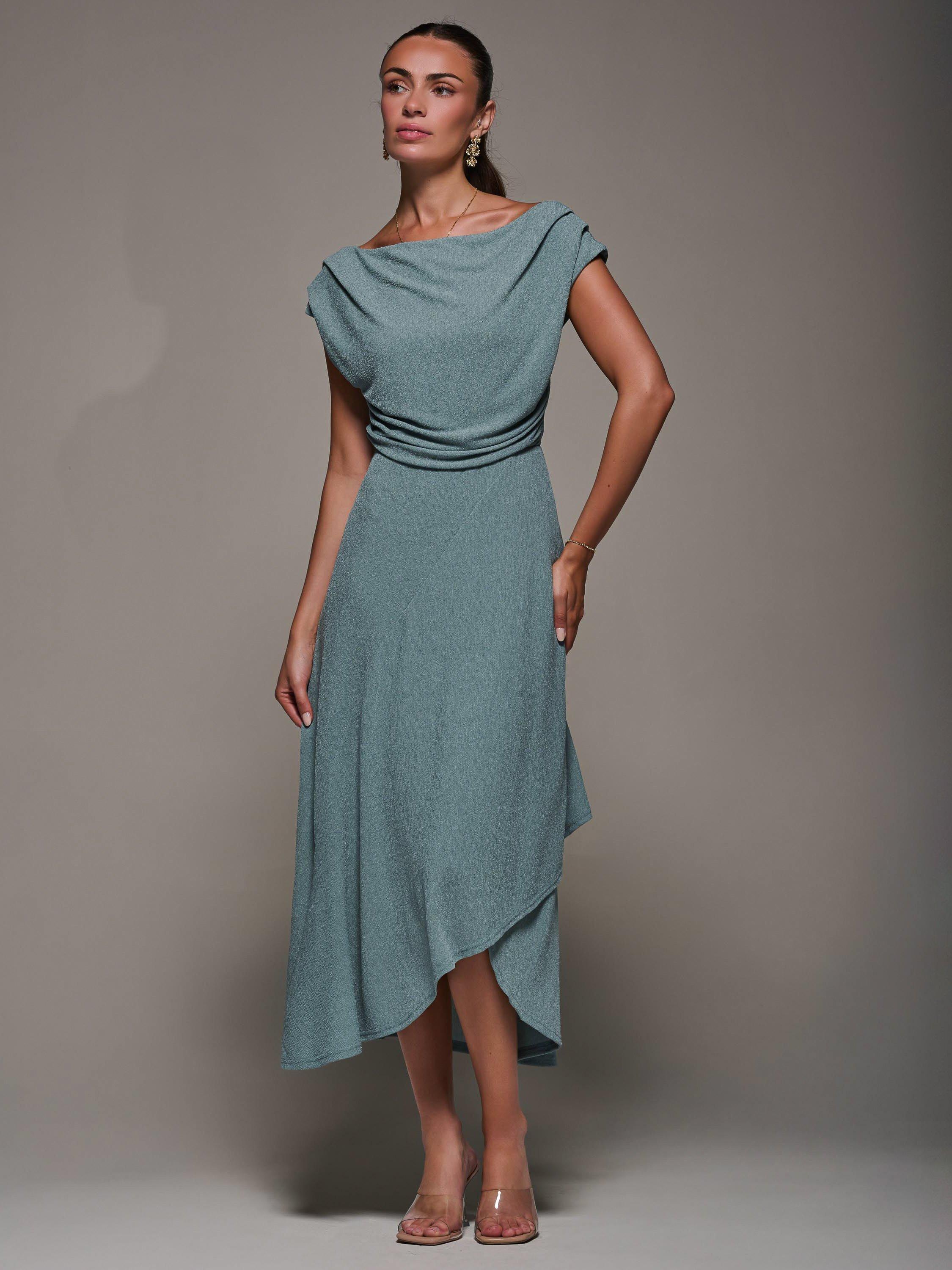 Product image 3 of 7, which shows Jolie Moi Textured Jersey Midi Dress, Retro Blue, 8