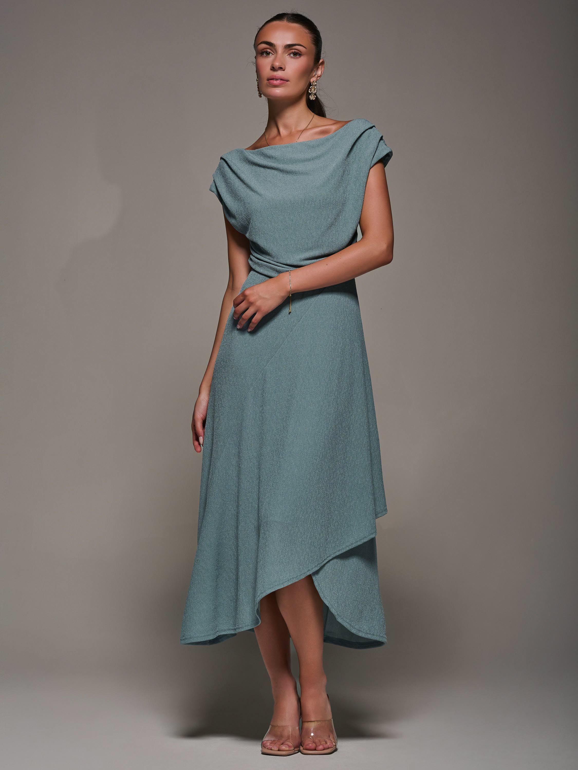 Product image 5 of 7, which shows Jolie Moi Textured Jersey Midi Dress, Retro Blue, 8