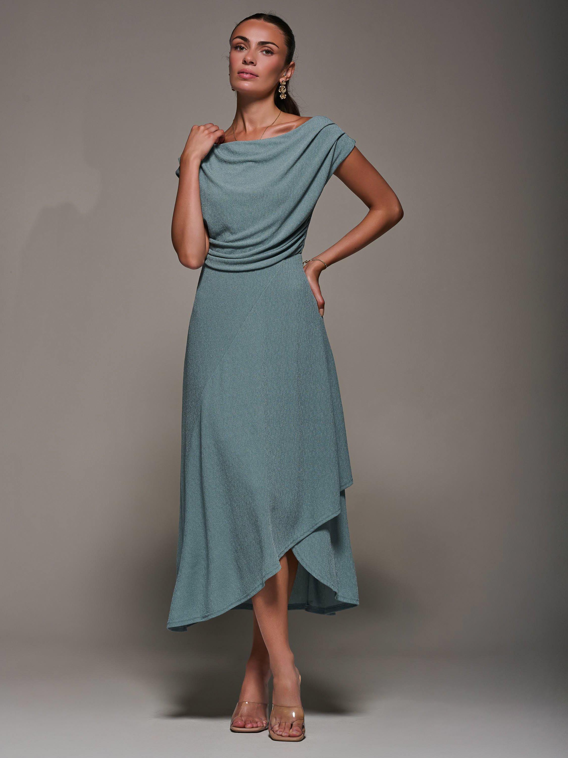 Product image 6 of 7, which shows Jolie Moi Textured Jersey Midi Dress, Retro Blue, 8