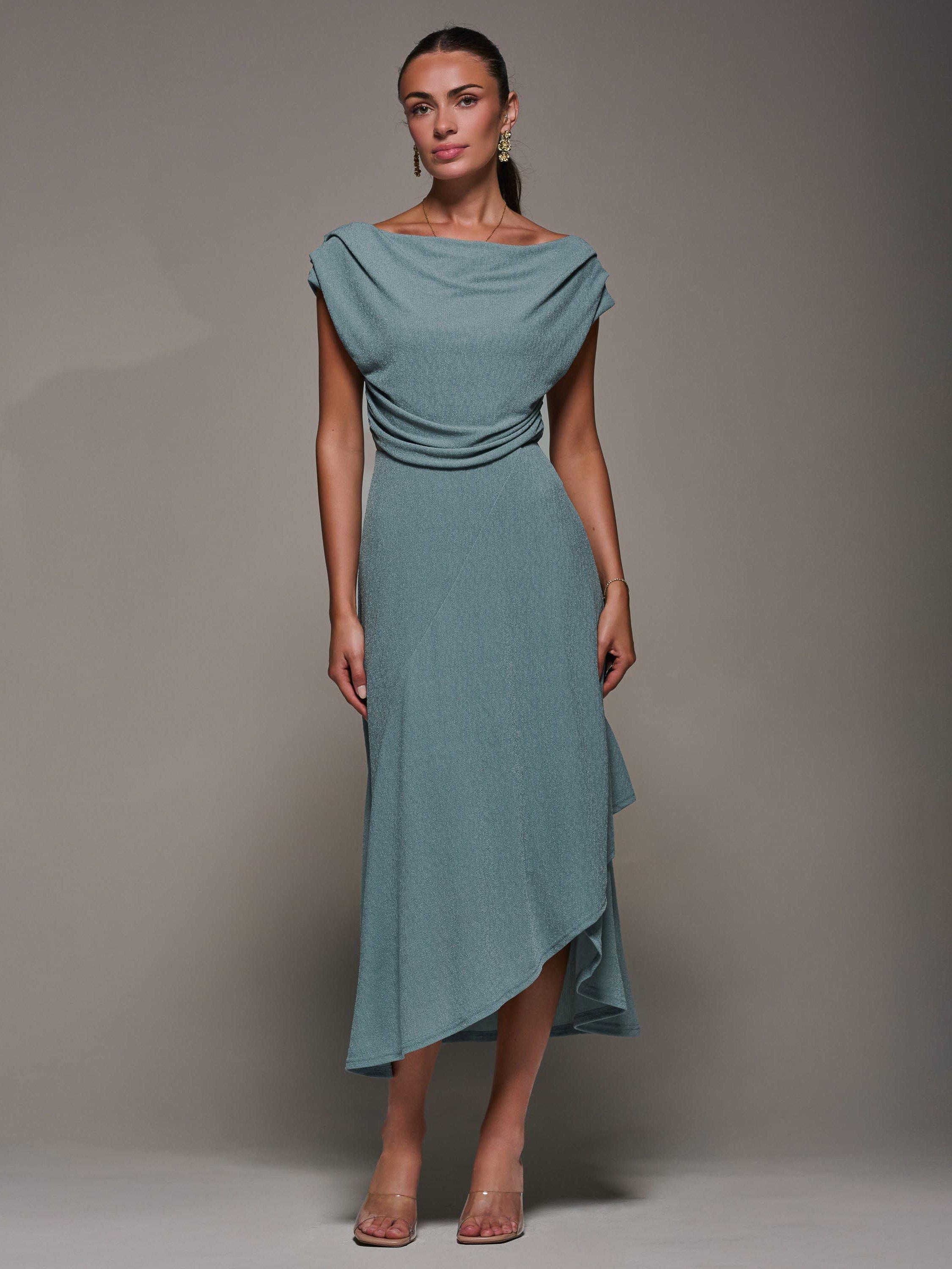 Product image 7 of 7, which shows Jolie Moi Textured Jersey Midi Dress, Retro Blue, 8